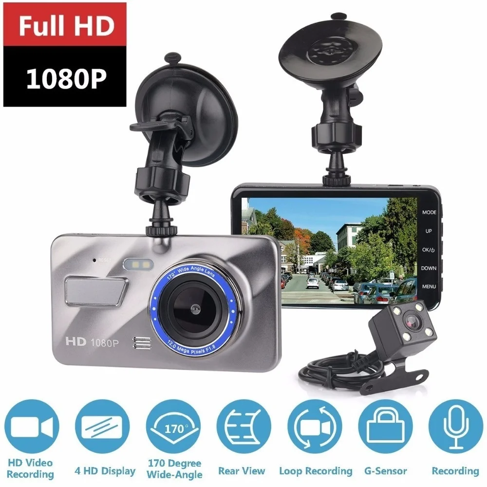

Dual Lens Dash Camera 4" IPS Screen Full HD 1080P Video 170 Degree Night Vision Video Recorder New Car DVR Camera 5