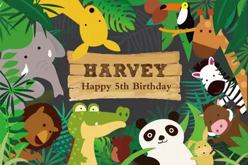 

HUAYI Jungle Safari Themed animals birthday party banner photo background Baby Kids Portrait Party Backdrop W-601