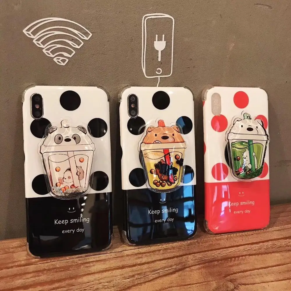 

ORYKSZ Lovely Cartoon Glitter Bear Phone Case For iphone XS Max Case For iphone XR X XS 6S 6 7 8 Plus Silicone Soft Cases Cover