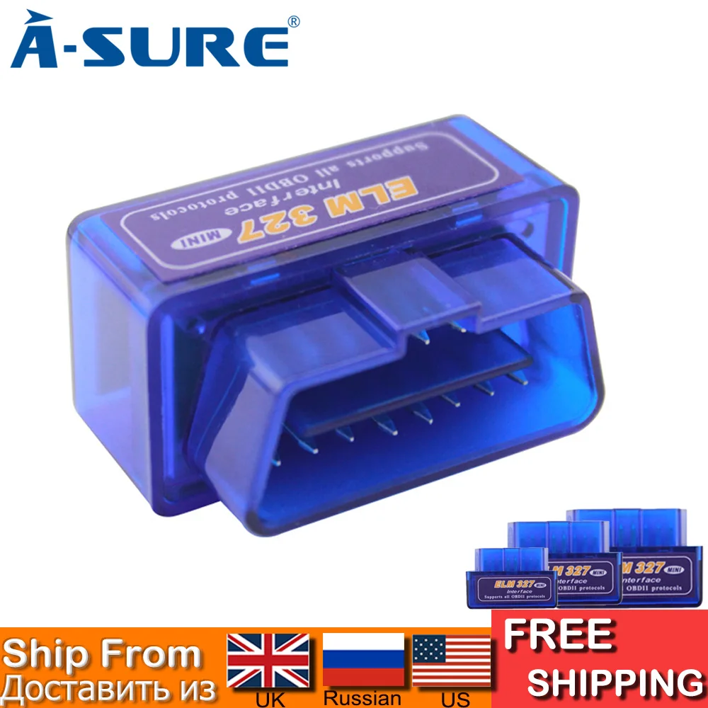 A-Sure Мини ELM327 Bluetooth OBD2 диагностическое устройство интерфейс сканер Android адаптер
