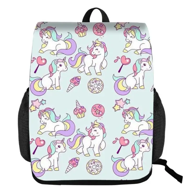 photo color Мультфильм Единорог печатных школьный рюкзак для подростка Drawstring Deisgn женский путешествия холщовый рюкзак леди - Цвет: photo color