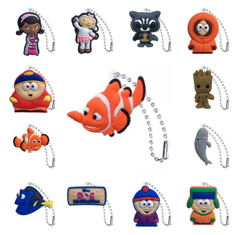 

1pcs Groot Doc Mcstuffins Bag Parts&Accessories Finding Nemo PVC Charm Ball Chain South Park DIY Keychain Bag Straps Kids Gift