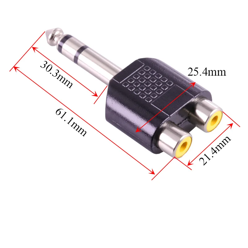 stereo 6.35mm male to 2 rca female converter
