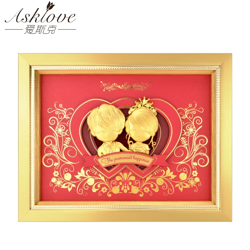 

Asklove Eternal Love Gold foil Painting Girlfriend Wedding Gifts Wall art pictures Home decorations Living room crafts ornaments