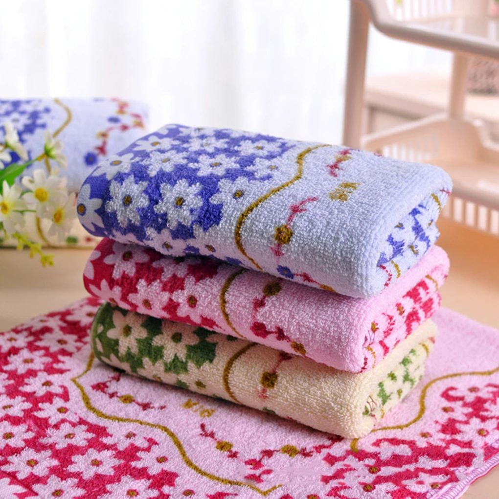 

Hot 33 * 73cm Cotton Printed Absorbent Towel Dry Hand Face Towels Three colors