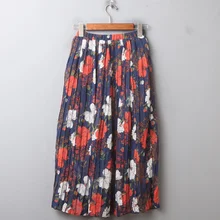 Makuluya Милая шифоновая женская уличная юбка с цветочным принтом в виде листьев, шикарные плиссированные юбки с высокой талией, винтажная Повседневная Уличная одежда для женщин L6