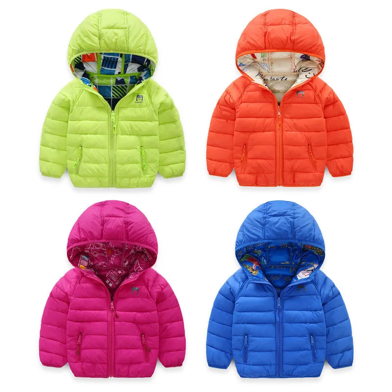 Baby Winter Jacket 2018 Casual Autumn Jacket Coat Reversible Clothes Kids Warm Floral Hooded Children Outerwear Both Sides Wear