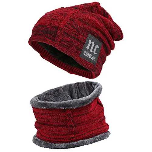 Nanci si Winter Hats Skullies Beanies Hat Winter Beanies For Men Women Wool Scarf Caps Balaclava Mask Gorras Bonnet Knitted - Цвет: Red