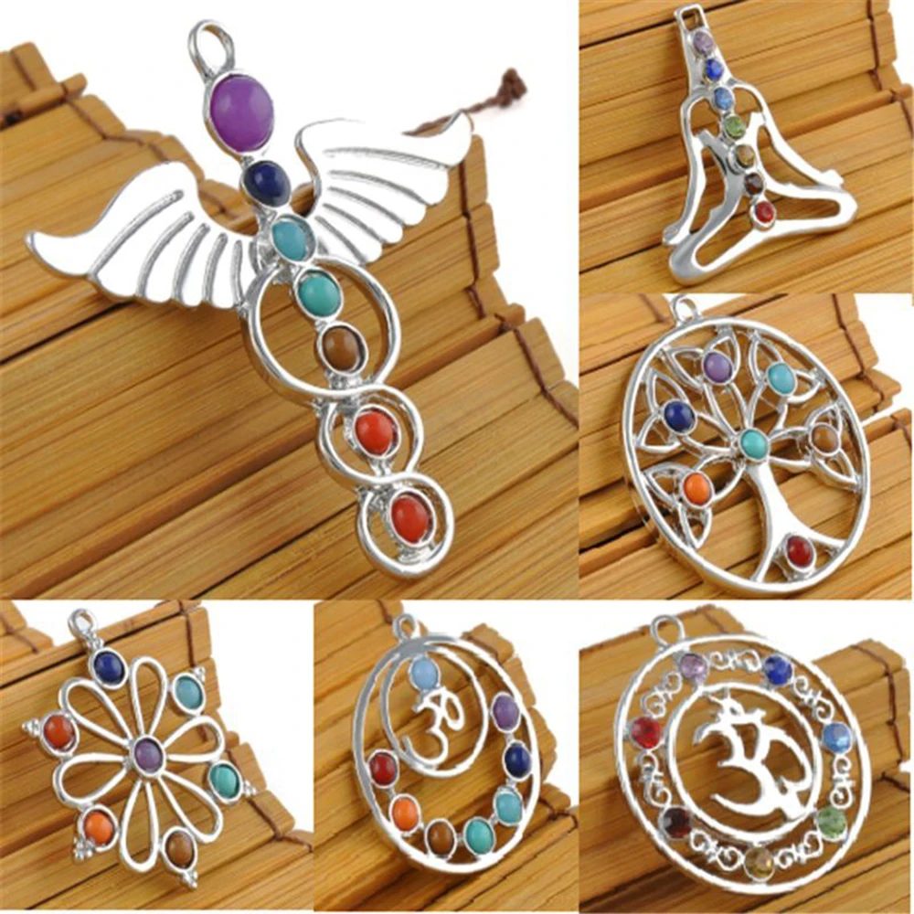 

Bohemia Retro Rhinestone Beads Reiki Chakra Healing Point Pendant For Necklace Gift for Women Girl Gift Party Wedding Jewellery