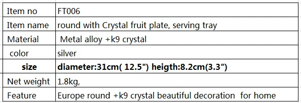 Диаметр 31 см круглый металлический поддон для хранения хрустальный поднос стеклянный зеркальный лоток для украшения дома FT006