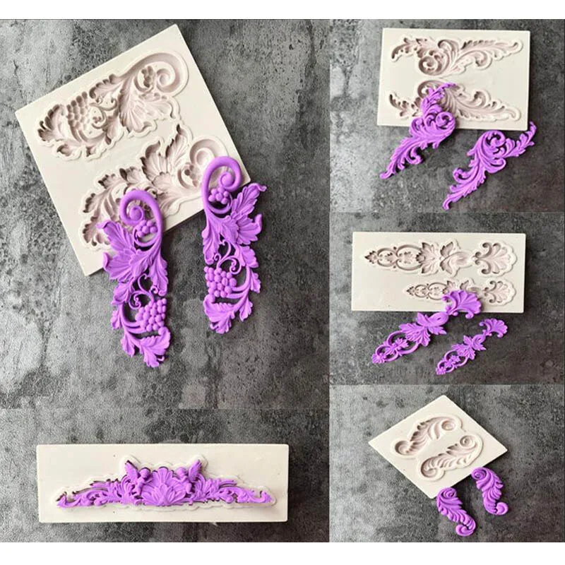 

Aouke border European embossed silicone mold fondant cake decoration tools chocolate gumpaste mold D011*D012*D013