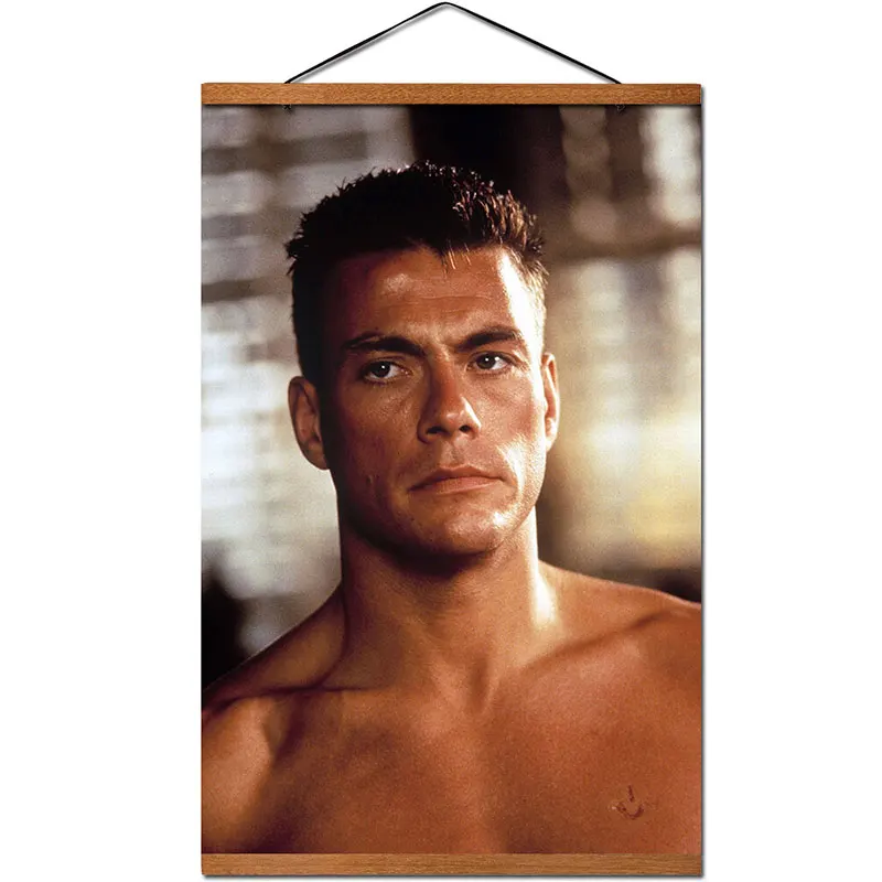 Jean-Claude Van Damme Poster Hanging Scroll Canvas Painting With Solid Wood Decoration - Цвет: 6