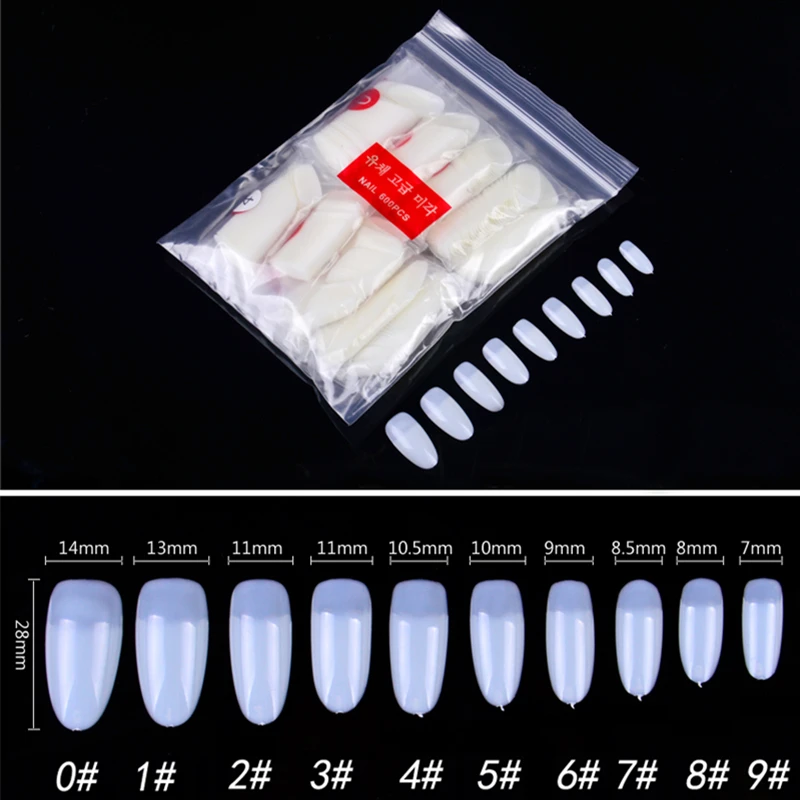 

1 Pack Natural Nails French Water Droplets Nail Tips 600Pcs Half Cover Acrylic Artificial False Nail Tips