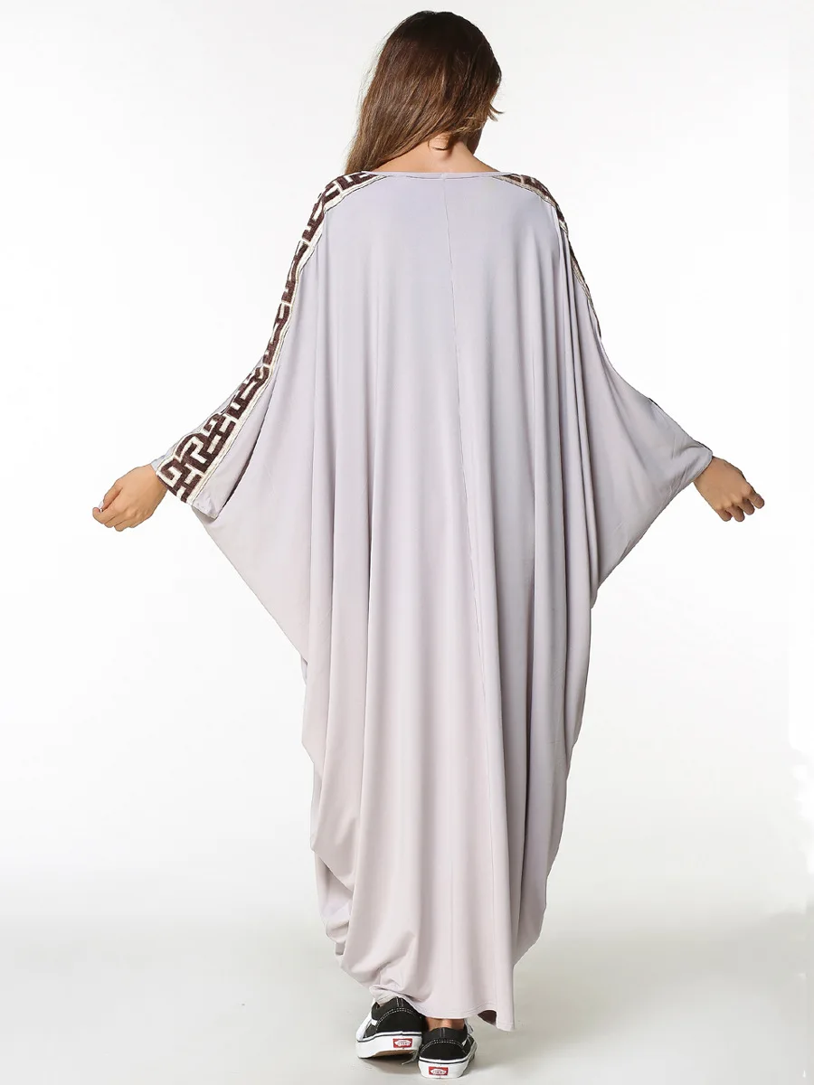 R185261 # Мозаика мусульманских Для женщин Мода Бат рукава платья и Ближнем Востоке Аравия платья Musulman Вышивка рукава халаты Abayas