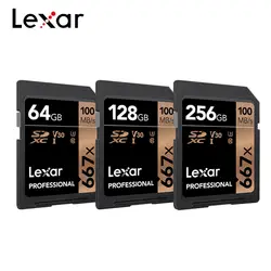 100% Оригинальный Lexar 633x SD карта, 32 ГБ, класс 10, 95 МБ/с. UHS-I слот для карт памяти 64 ГБ 128 ГБ 256 V30 U3 для 1080 p Full-HD 4 K Камера