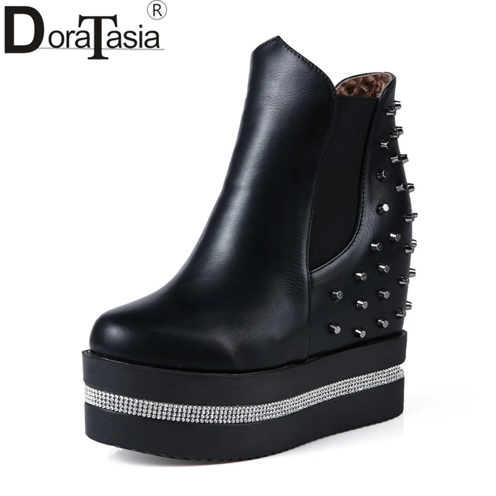 

DORATASIA 2020 Fashion Large Size 34-40 Platform Elastic Band Women Shoes Woman Ankle Boots Warm Winter Boots Woman