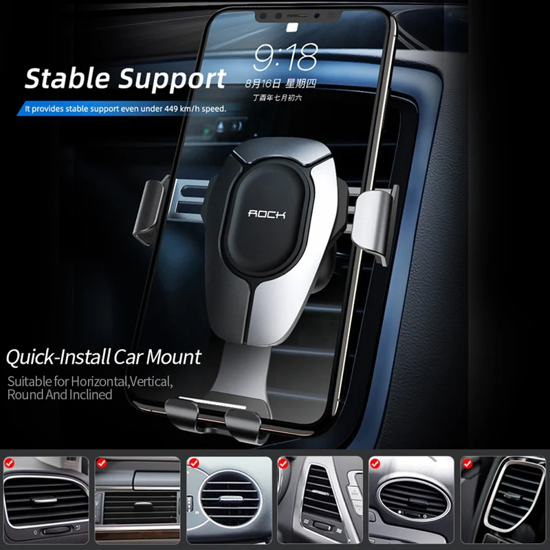  ROCK Auto Telefon Halter Schwerkraft Stehen Mobile Unterstützung Halter in Auto Telefon Air Vent Cl