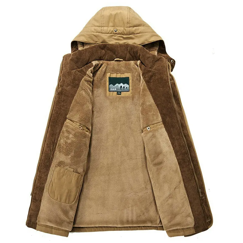 Tanie Kurtka zimowa mężczyźni gruby ciepły kurtka z kapturem wojskowy Cargo mężczyzna płaszcz zimowy ciepły polar męski płaszcz Plus rozmiar M  5XL