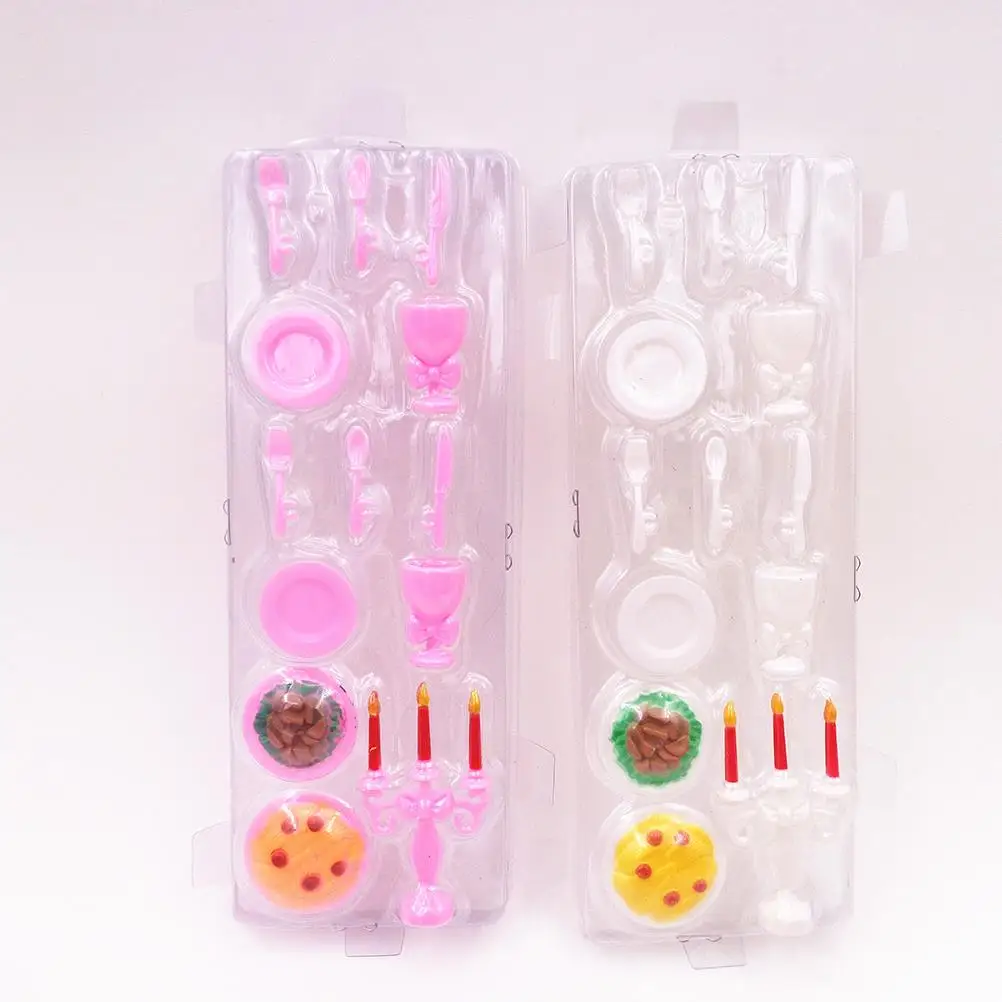 

13 Pcs/set Candlelight Dinner For Mini Tableware Candle Wineglass Simulation tableware Dolls Kitchen Toys