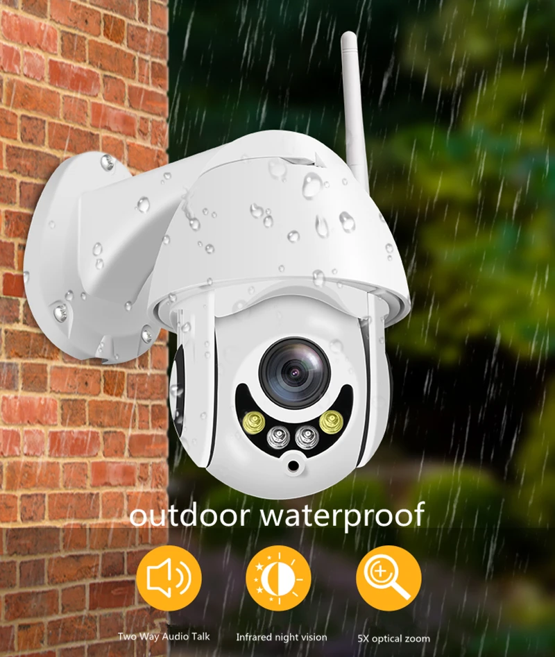 2MP мини беспроводная wifi PTZ ip камера 1080P двусторонний аудио вызов 5x оптический зум