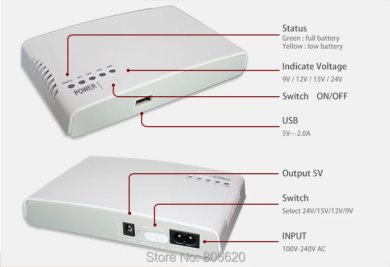 Mini Portátil UPS Com 110-240 V de