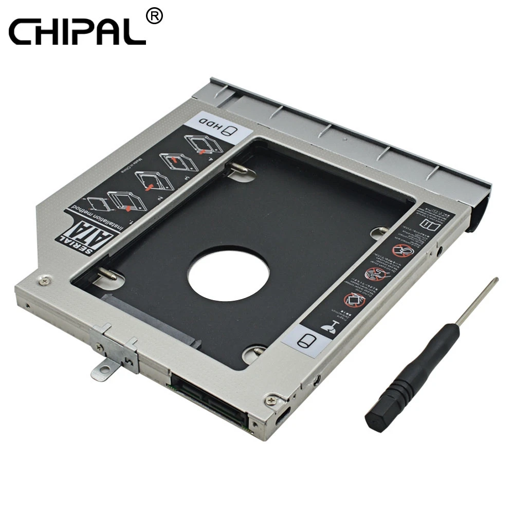 usb hdd external box CHIPAL 2nd HDD Caddy 9.5MM SATA III SSD HDD Case Customized for HP ProBook 440 445 450 455 470 G0 G1 G2 DVD-ROM Optical Bay hard disk pouch