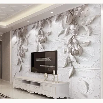 

Modern 3D Embossed Floral Photo Wall Paper Mural Stickers Living Room Bedroom Carta Da Parati Self Adhesive Vinyl/Silk Wallpaper