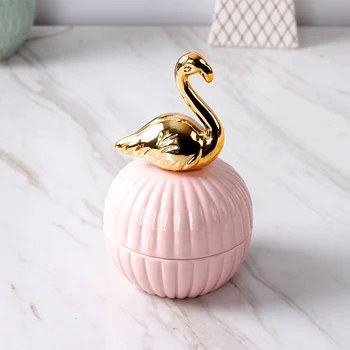 

Pink Animals Bottle Cute Ceramic Jewelry Boxes Wedding Ring Trinket Case with Crystal Holder Earring Jewelry Storage Jars Crafts