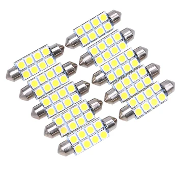 

POSSBAY POSSBAY 10 Pieces 39mm 5050 8SMD White Micro General Car Interior Festoon Dome LED Light Bulbs Lamp DC12V