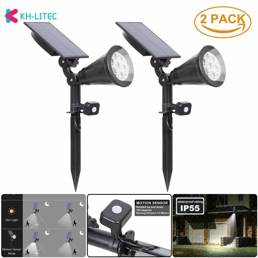 KH-LITEC-2-PACK-Motion-Sensor-Solar-Spotlight-7-LED-Solar-Powered-Garden-Christmas-Light-Outdoor-for-Landscaping-Ground-Wall-Mount-led- garden-lamp