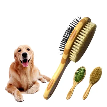 

Professional Pet Dog Fur Hair Comb Pets Double Sided Pin & Bristle Bamboo Brushes Dogs Cats Puppy Hair Clean Grooming Comb Brush