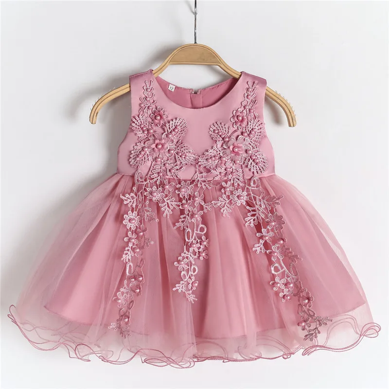 

3M-24M Infant Baby Girl Dress Lace Petal Baptism Dresses for Girls 1st Year Birthday Party Wedding Baby Clothing