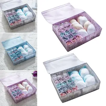 

16 Compartments Leaf Print Underwear Bra Socks Storage Box Drawer Organizer Case