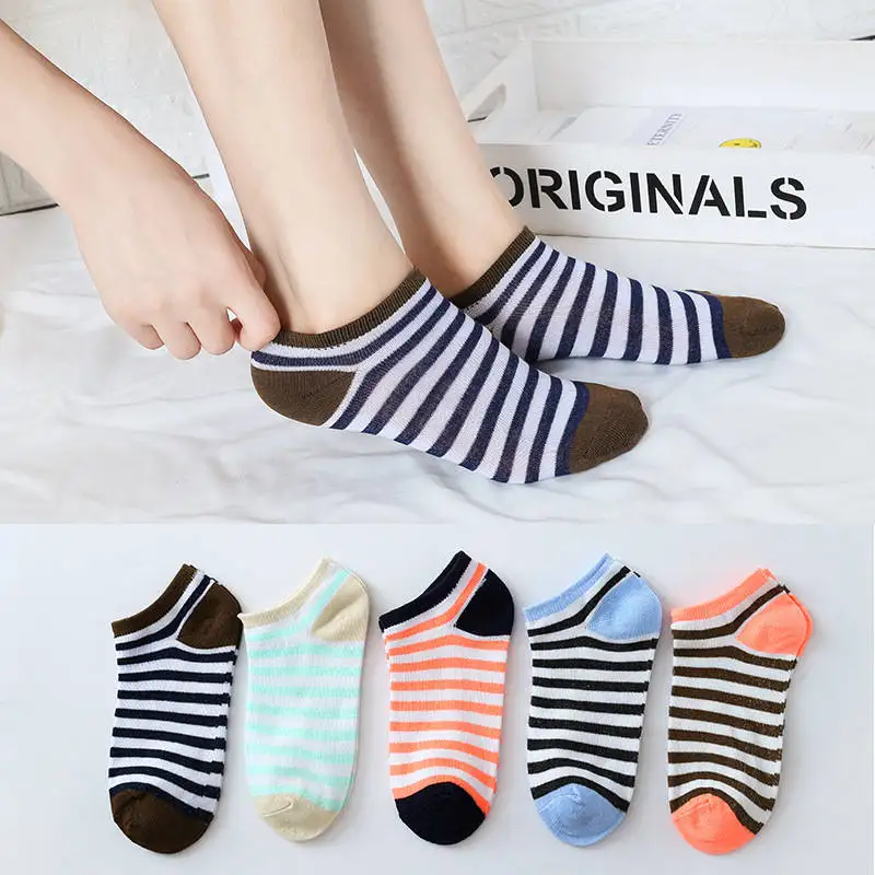 

Summer Women Slippers Striped Boat Socks Casual Short Comfortable Invisible Soft Low Cut Ankle Boat Socks For Girls