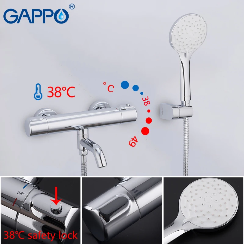 

GAPPO Thermostatic shower system Auto-Thermostat Control shower mixer thermostat waterfall tapware shower head set