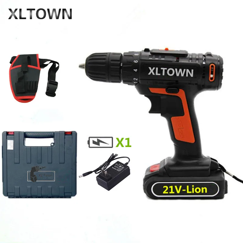 

XLTOWN 21vCordless Electric Drill with a box Multifunction Rechargeable lithium battery Mini Electric Screwdriver Household