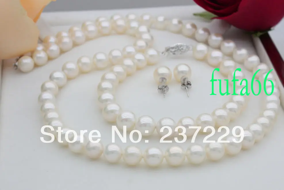 

Hot sell Noble- Wholesale price FREE SHIPPING aPERFECT 18" AAA++ 8-9MM WHITE AKOYA PEARL NECKLACE SET (A0423)