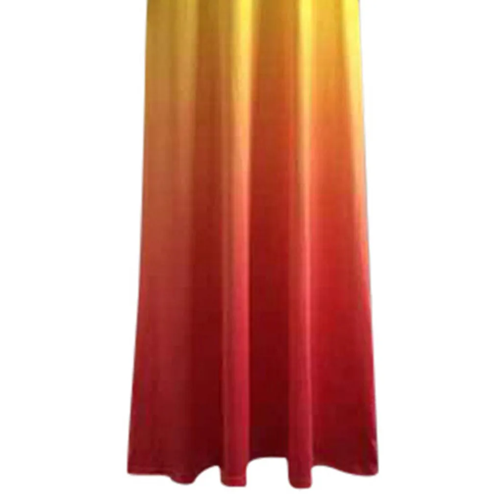 Страуса женское платье слинг Мода градиент цвета без рукавов темперамент Популярные достойные тренд женское длинное платье Лето