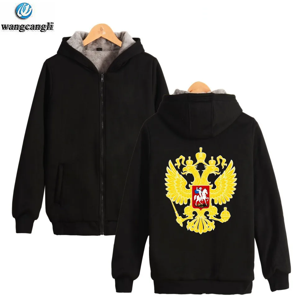 

Russia Is Our Power Winter hoodie fleece Warm Jacket thicken coat Double-headed Eagle Russia Style hoodies sweatshirt men women brand clothes