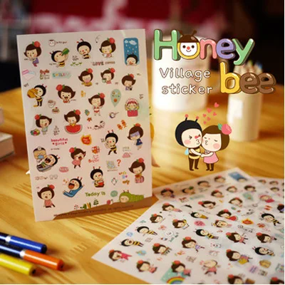 

6pcs kawaii honey bee Diary Decorative pvc Stickers Multifunction Deco Label for planner DIY Scrapbooking Diary Sticker