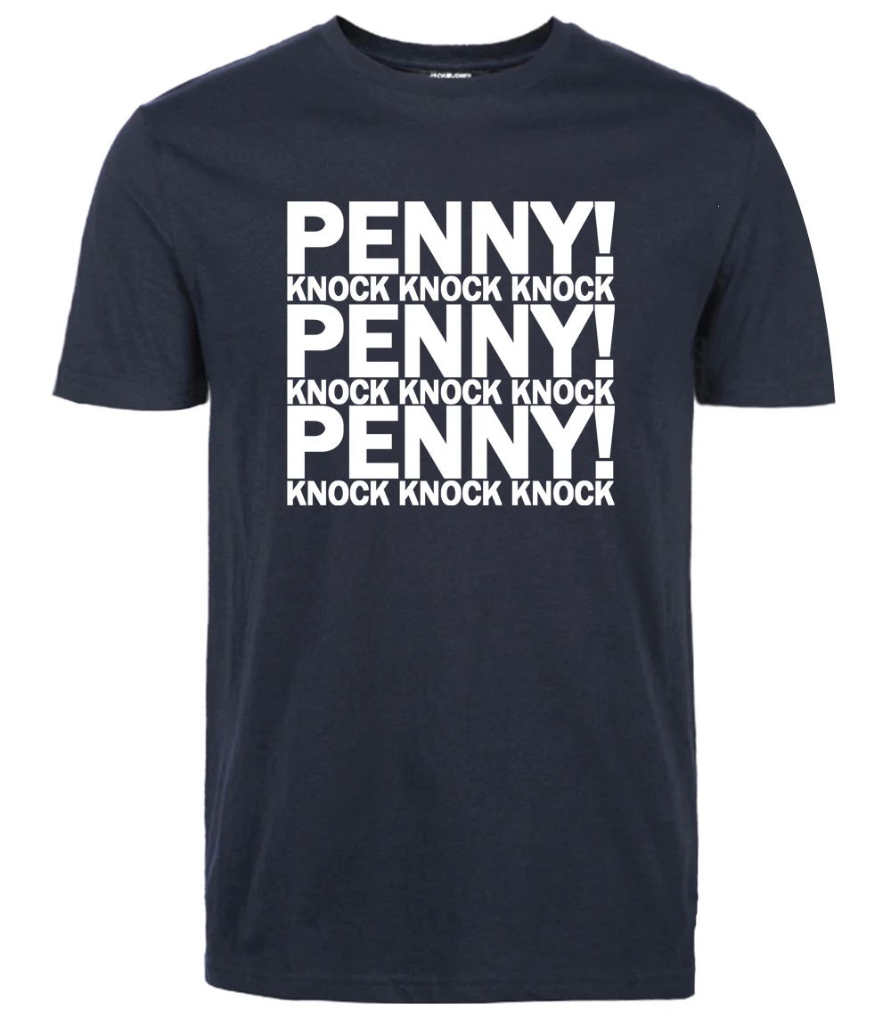 Лидер продаж, мужские футболки с надписью The Big Bang Theory PENNY KNOCK, высококачественные хипстерские футболки из хлопка, 8 цветов, Camisetas Hombre - Цвет: dark blue