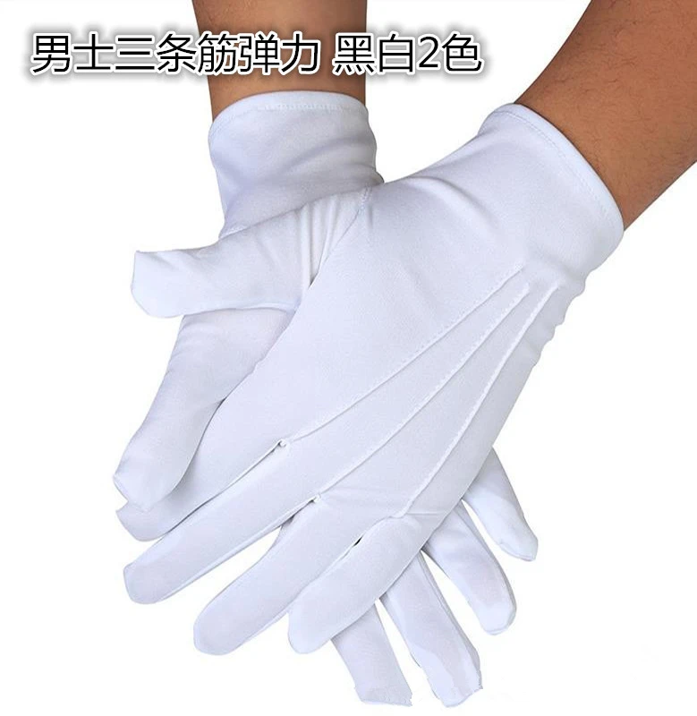 Fashion 3 Line Men's Thin Spandex Gloves Short Black / White Stretch Wrist Gloves Full Finger Daily Wear Cycling Gloves Luvas
