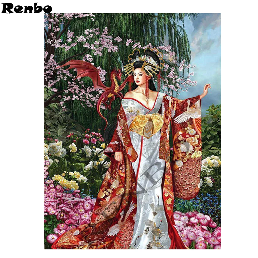 

Needlework 5d Diamond Painting Cross stitch dragon/japanese/woman/flower full Diamond Embroidery diy Rhinestone Mosaic Picture