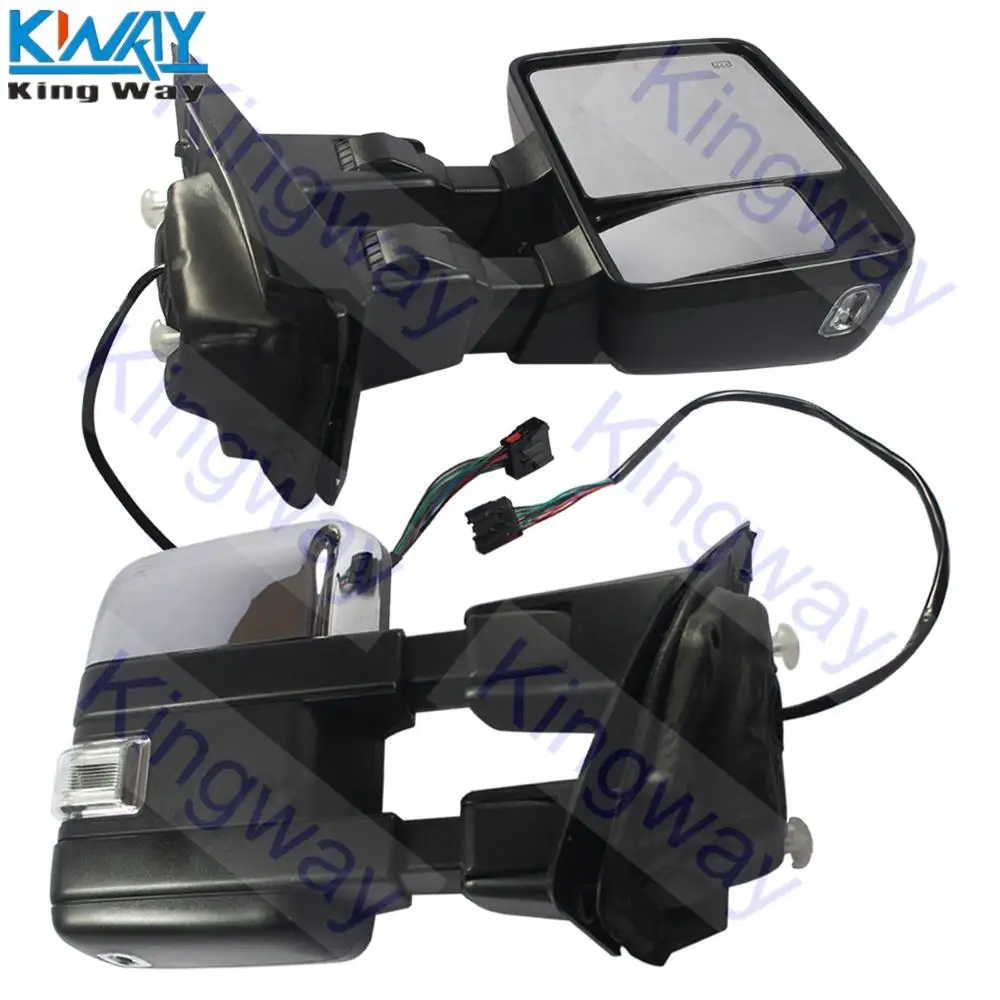 King Way-черный/хром буксировочное зеркало мощность с подогревом сигнальный прожектор текстурированный для-17 Ford F150 - Цвет: CHROME