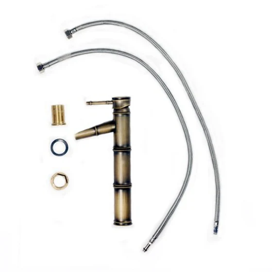 

Single Handle Bathroom Bamboo Vessel Filler Faucet, Antique Brass Dropshipping