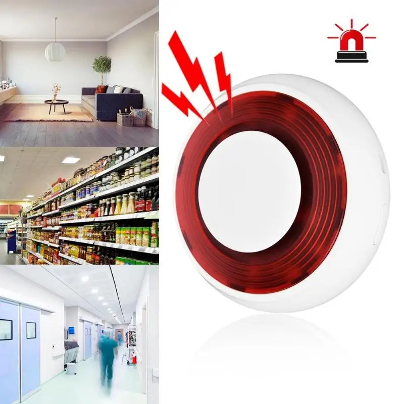 

Standalone Home Security Alarm 110dB Sound Alarm Red Strobe Light Wireless Flashing Siren