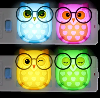 

NDTUSMZ Nightlight Auto Control Sensor Lamp Mini Owl Led Soft Lights Bedroom Lighting Wall Light EU Edition Automatic Light