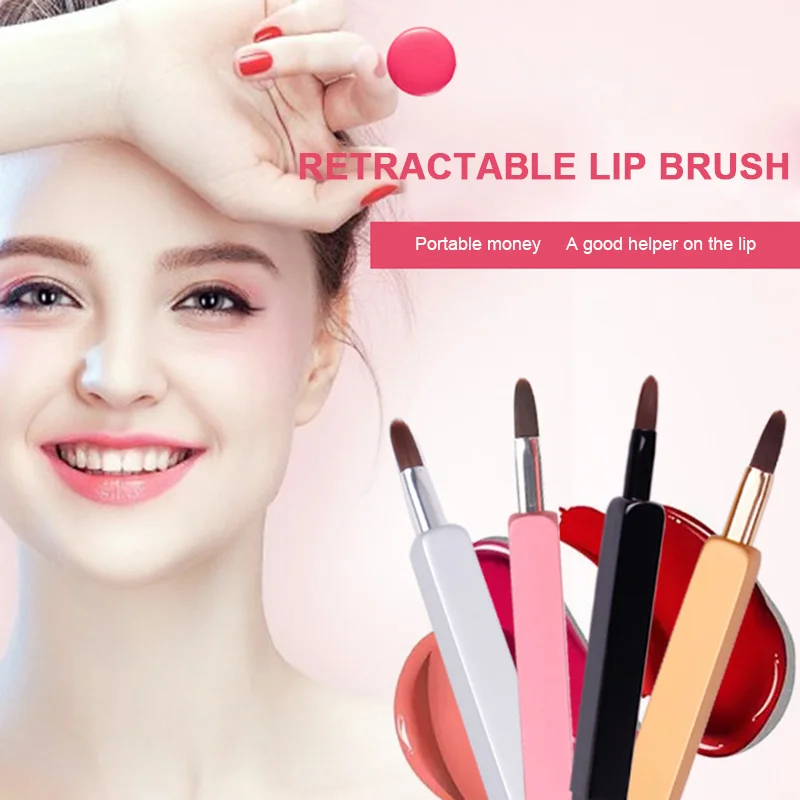 1 Pc Newly Portable Retractable Lip Brush With Cover Makeup Lipstick