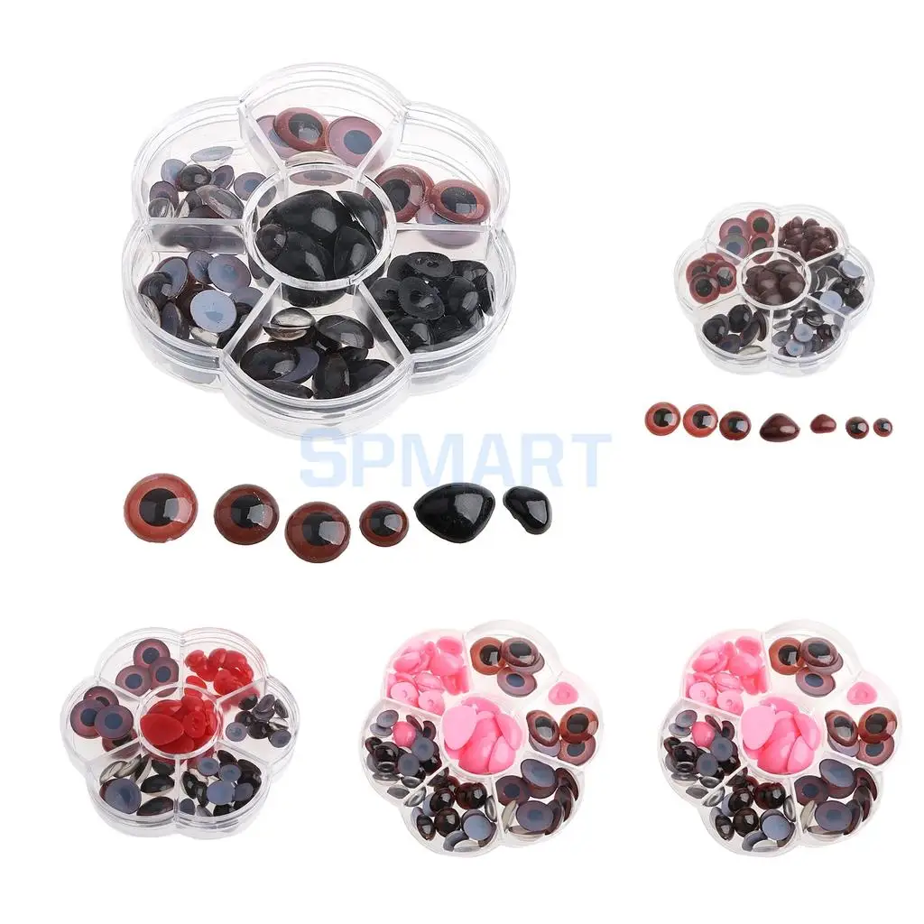 90Pcs Safety Doll Nose Craft Eyes for Animal Doll Puppet Bear Plush Animal Felting Toy Arts Making in Assorted Size - Coffee
