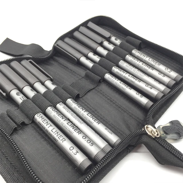 Sta 9pcs Micron Liner Pen With Handbag Case Professional Sta 9pcs Micron Liner Pen With Handbag Case Professional Waterproof Drawing Sketch Marker Art